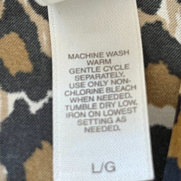 Ambrielle Pajama Top‎ Womens Large Leopard Print Silky Light Drawstring C… - Picture 7 of 9